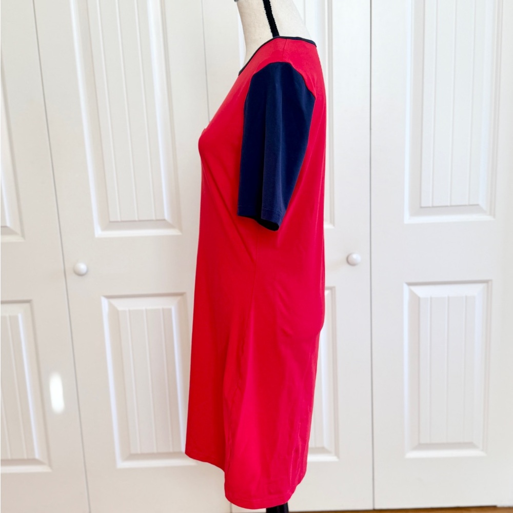 FILA Roslyn Red Colorblock Bodycon Mini Dress XL Navy Blue Sleeves - Picture 4 of 14